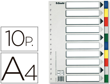 Juego de 10 separadores  multitaladro Esselte plástico A4 5 colores